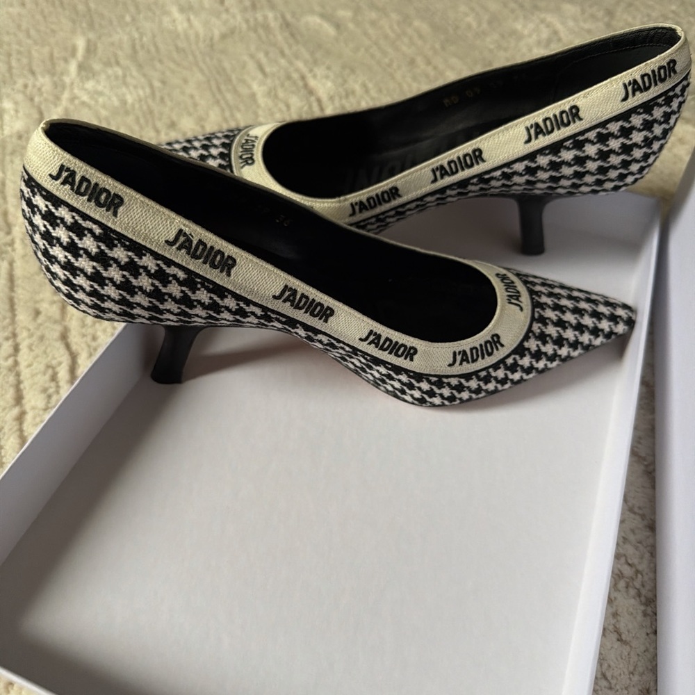 Dior J'Adior Black and White Houndstooth Heels